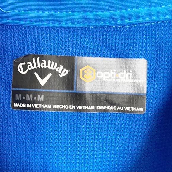 Callaway Opti-Dri Blue And White Moisture Management Mens Golf Polo - Picture 5 of 8
